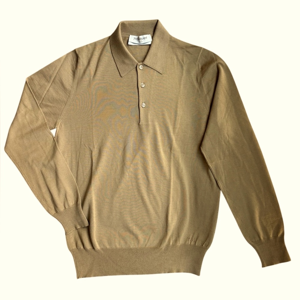 YSL Men’s Light Wool Collard Knit Sweater